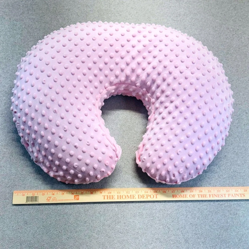 Pink Minky Dot Nursing Support Pillow Soft Plush Baby Feeding Cushion Washable